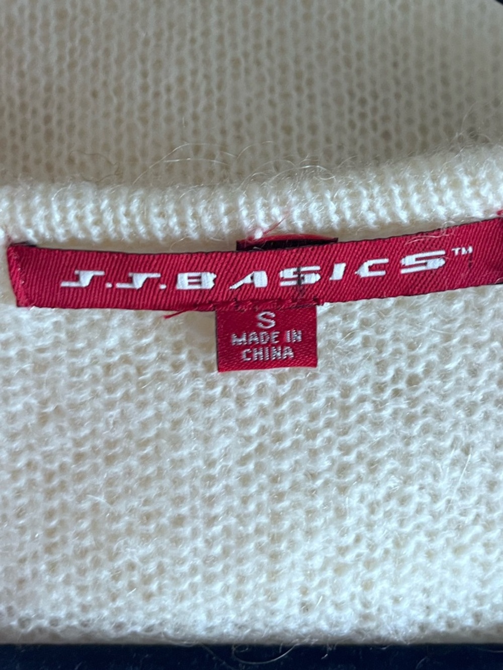 J. J. Basics Mohair Blend Cream Ruffle-Front Sleeveless Knit Vest Top S - Picture 7 of 9